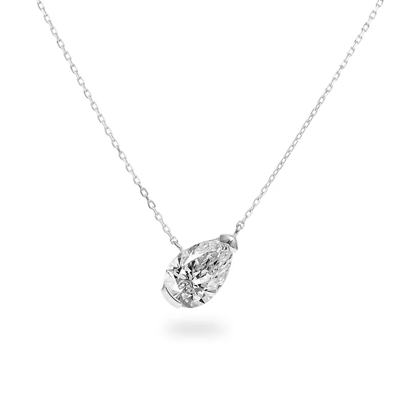 Withered S925 pure silver geometric zircon personalized high-end Korean version simple and versatile fashion necklace