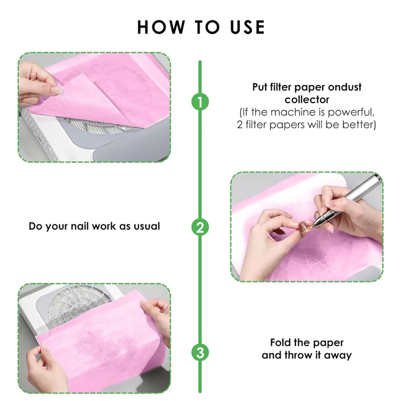 

AT05-300 Sheets Nail Dust Collector Filter Paper Dust Cleaner Replacement Filter Paper Nail Tech Supplies Accessories Pink