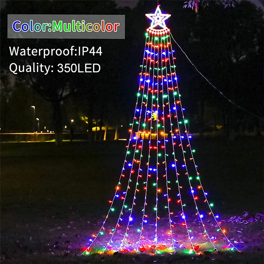 350LED Stars Waterfall String Lights Outdoor Waterproof 8 Modes Christmas Garland Fairy Lights for Party Wedding Garden Decor