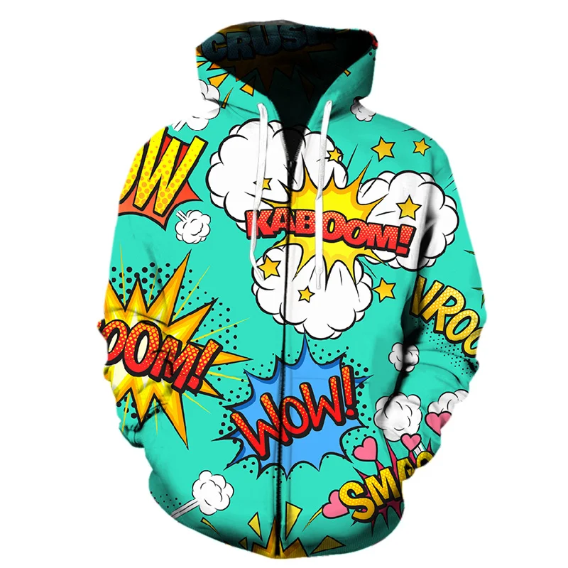 Manga Style 3D Print Cartoon Zipper Hoodie Men Spring Long Sleeve Harajuku Sweatshirts Jackets Tops Teens Streetwear Hoodies