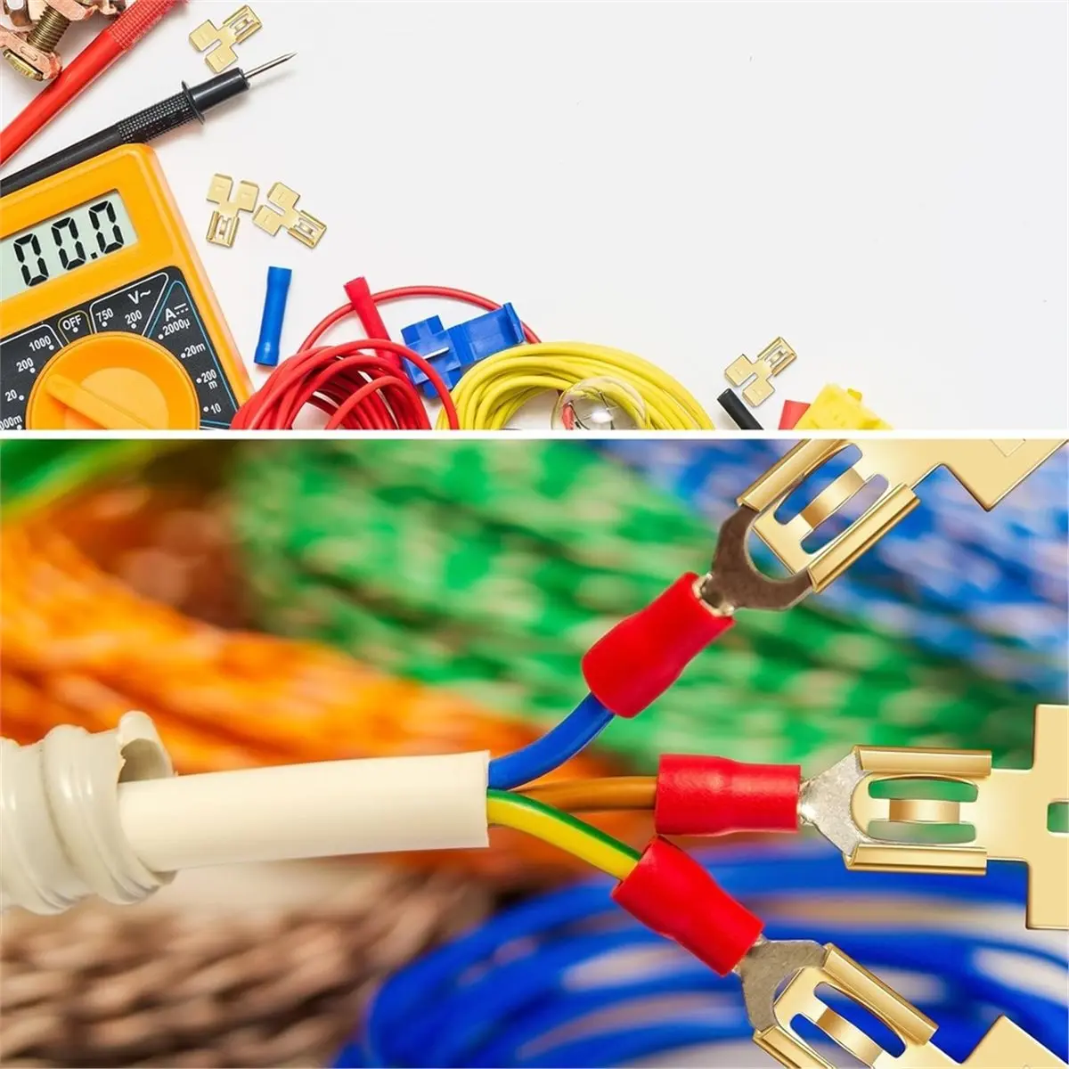 2026 New 50 Pcs Double Piggyback Spade Connector Quick Disconnect Electrical 2 Way Wire Terminals Adapter