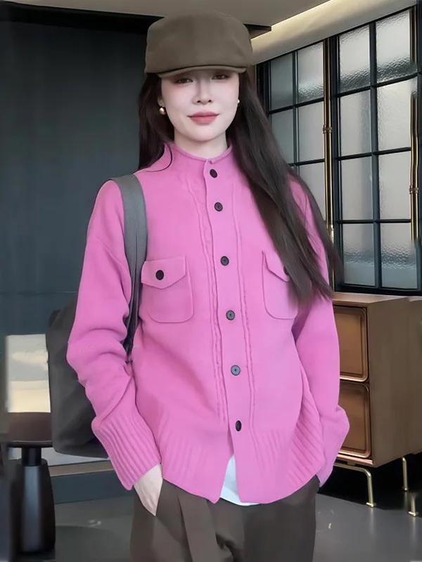 

Ретро корейский длинный светящийся вязаный свитер, пальто, женское осенне-зимнее новое простое качество, внутренняя одежда с высоким воротником