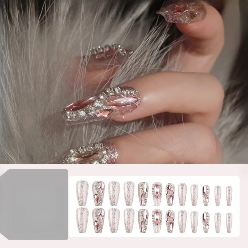 

Pink Diamond Chain Nail Patch Pure Desire Advanced Wear Nail Sweet Handmade Finished Product