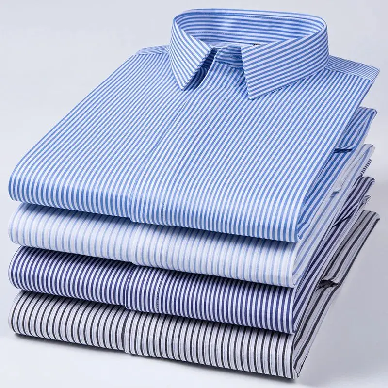 New Stretch AntiWrinkle Men's Shirt Modal Cotton Soft And Comfortable Fit  Collar Nine Sleeve Fleece Lined Thickened PU L...