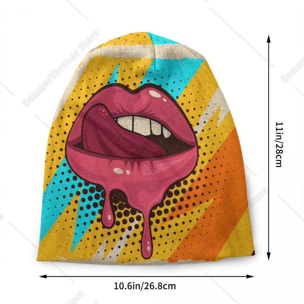 Sweet Sexy Pop Art Lips Skullies Beanies Caps Hip Hop Winter Warm Women Men Knitting Hat Unisex Adult Bonnet Hats image 2