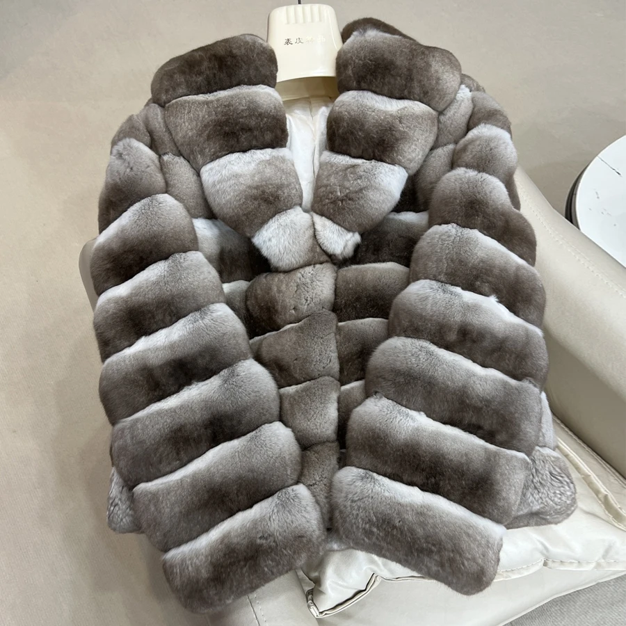 Women Rabbit Fur Jackets Real Rex Rabbit Fur Coat Best Selling Women\'s Short Coat Chinchilla Fur Coats