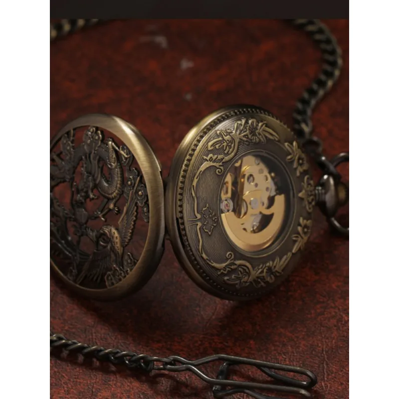 全自動機械式懐中時計レトロフリップノスタルジックなメンズとレディースのネックレスウォッチペンダントウォッチメタルケース