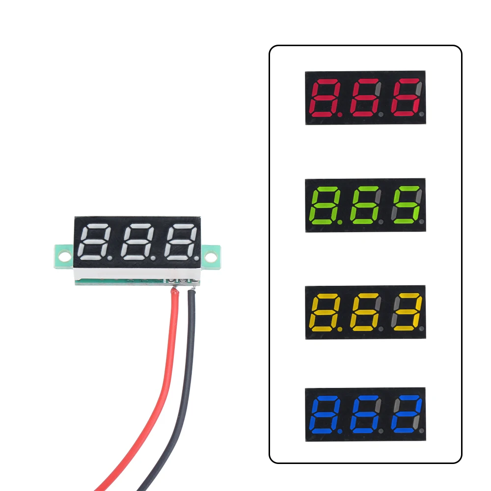 0.28 Inch DC LED Digital Voltmeter 0-100V Voltage Meter Auto Car Mobile Power Voltage Tester Detector 12V Red Green Blue Yellow