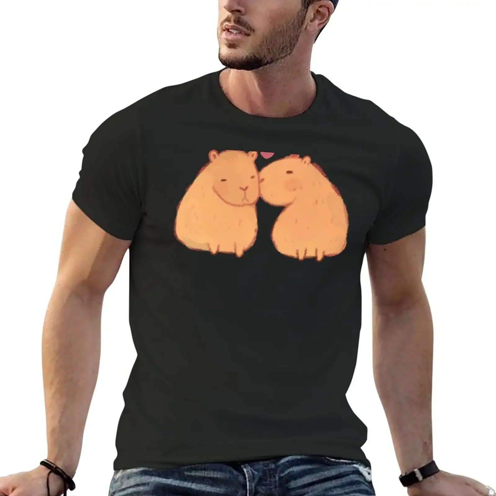 Cute Capybaras in love T-Shirt boys animal print designer shirts workout shirts for men