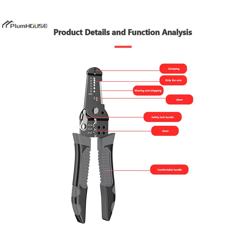 Multi Functional Professional Electrician Wire Tool Cable Wire Stripper Cutter Crimper Shear Automatic Crimping Stripping Plier