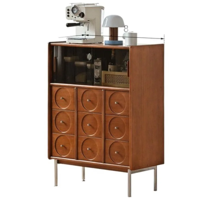 Solid wood dining side cabinet, small apartment restaurant retro storage cabinet, antique storage cabinet, household cabinet