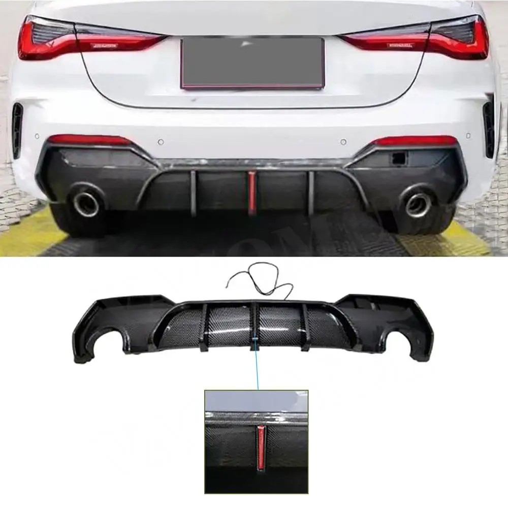 VACOMUL Carbon Look Gloss Black Rear Bumpers Lip Spoiler For BMW 4 Series G22 G23 Coupe 2021+ With LED Light Bodykit Accessories