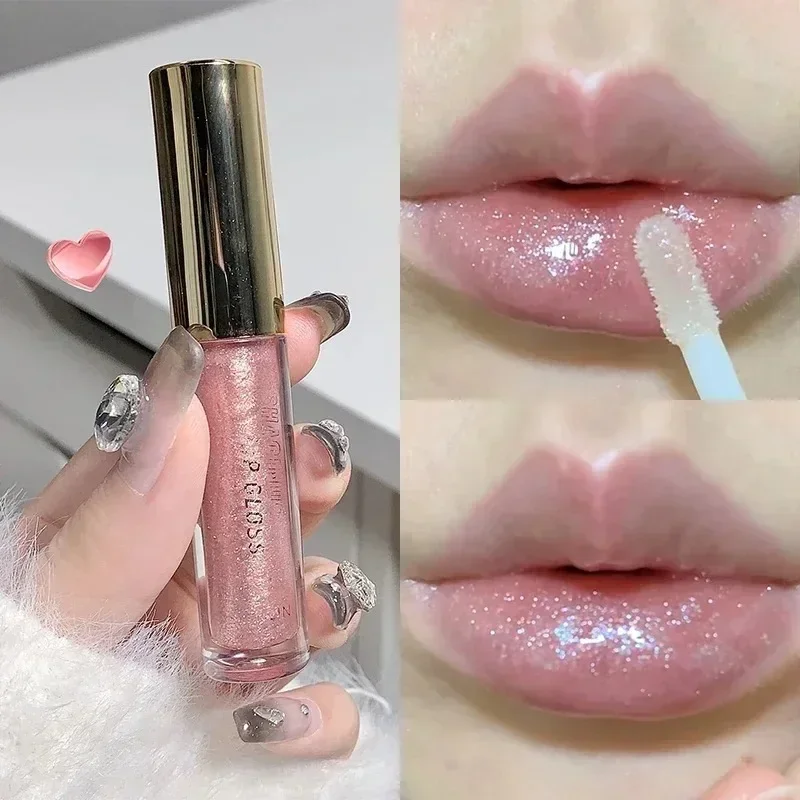 5 Colors Mirror Pearl Glitter Lip Oil Long-lasting Moisturizing Plumping Gloss Lip Tint Sparkle Water Light Glaze Korean Makeup