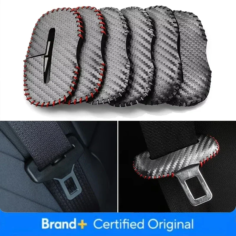 

Car Seat Belt Buckle Clip Protector Cover Interior Front Rear Seat Auto Safety Seat Belt Bulckle Leather Clips Accessor