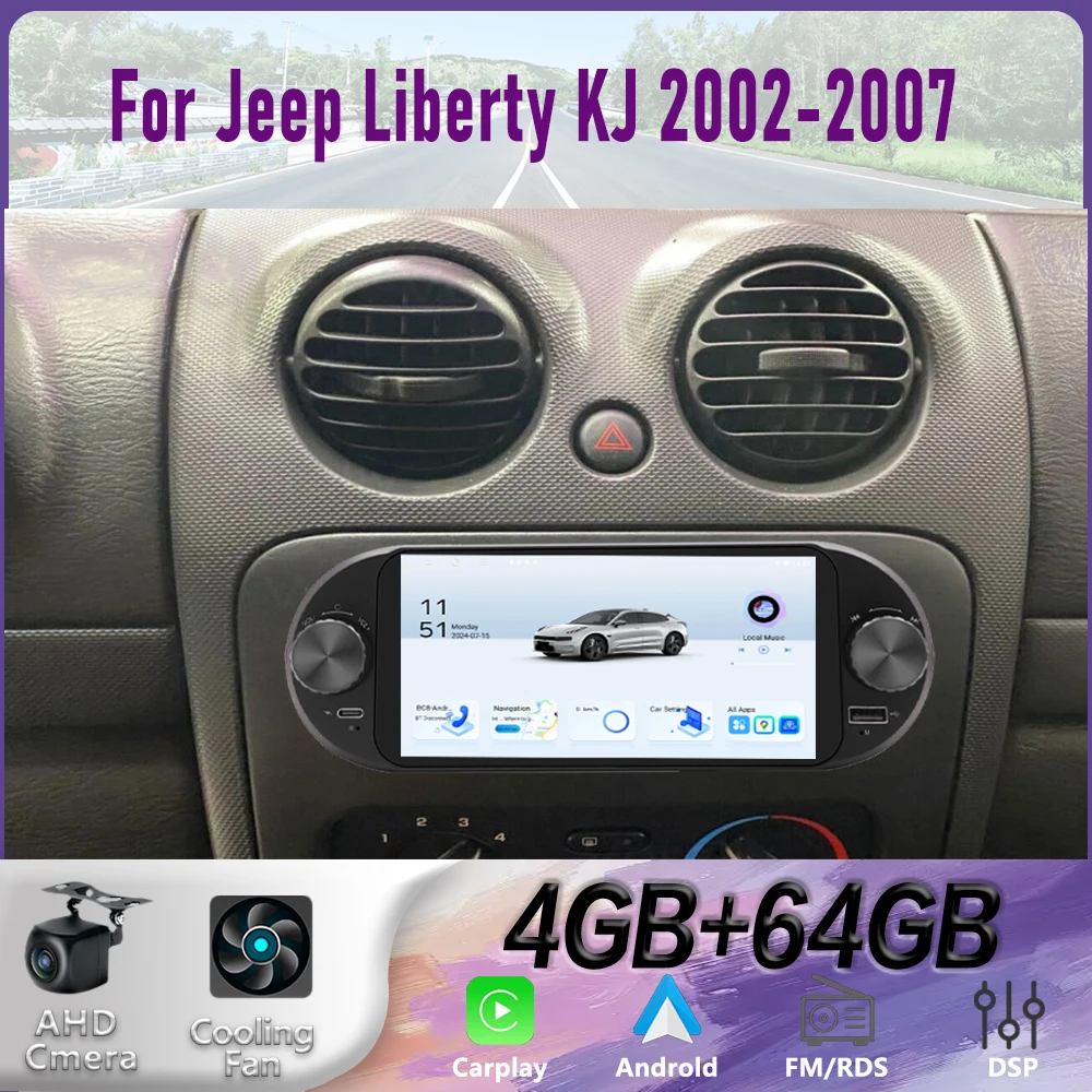 

6" For Jeep Liberty KJ 2002-2007 Car Radio Steering Wheel Control Google Map Stereo GPS Reversing Image 2DIN Head Unit 4GB+64GB