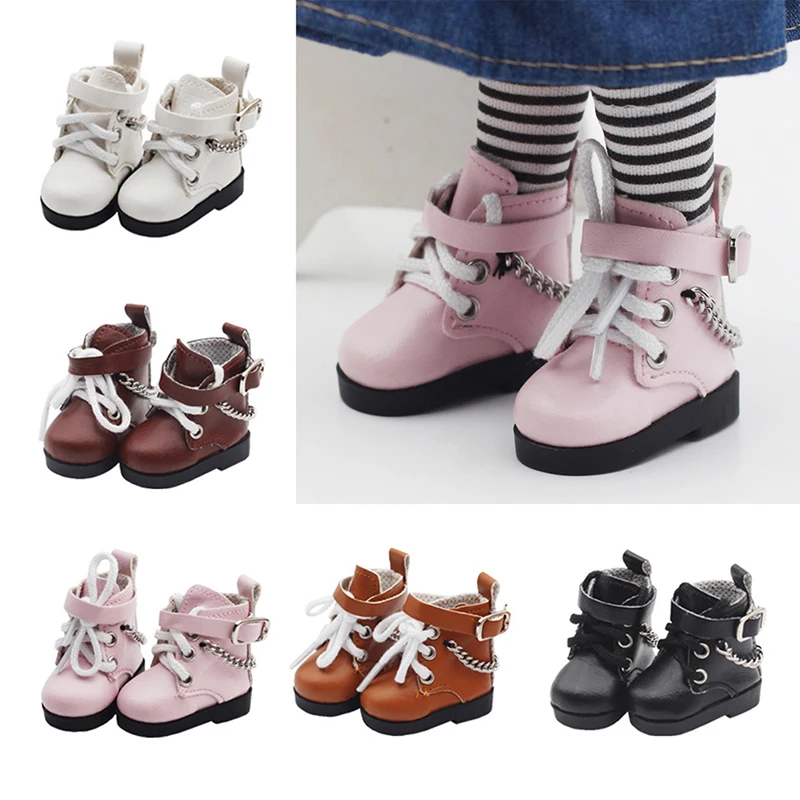 Mini Doll Shoes Chain Shoes High-top PU Shoes For American Paola Reina Doll&1/6 BJD Blythe EXO Doll Boots Girl`s Gift