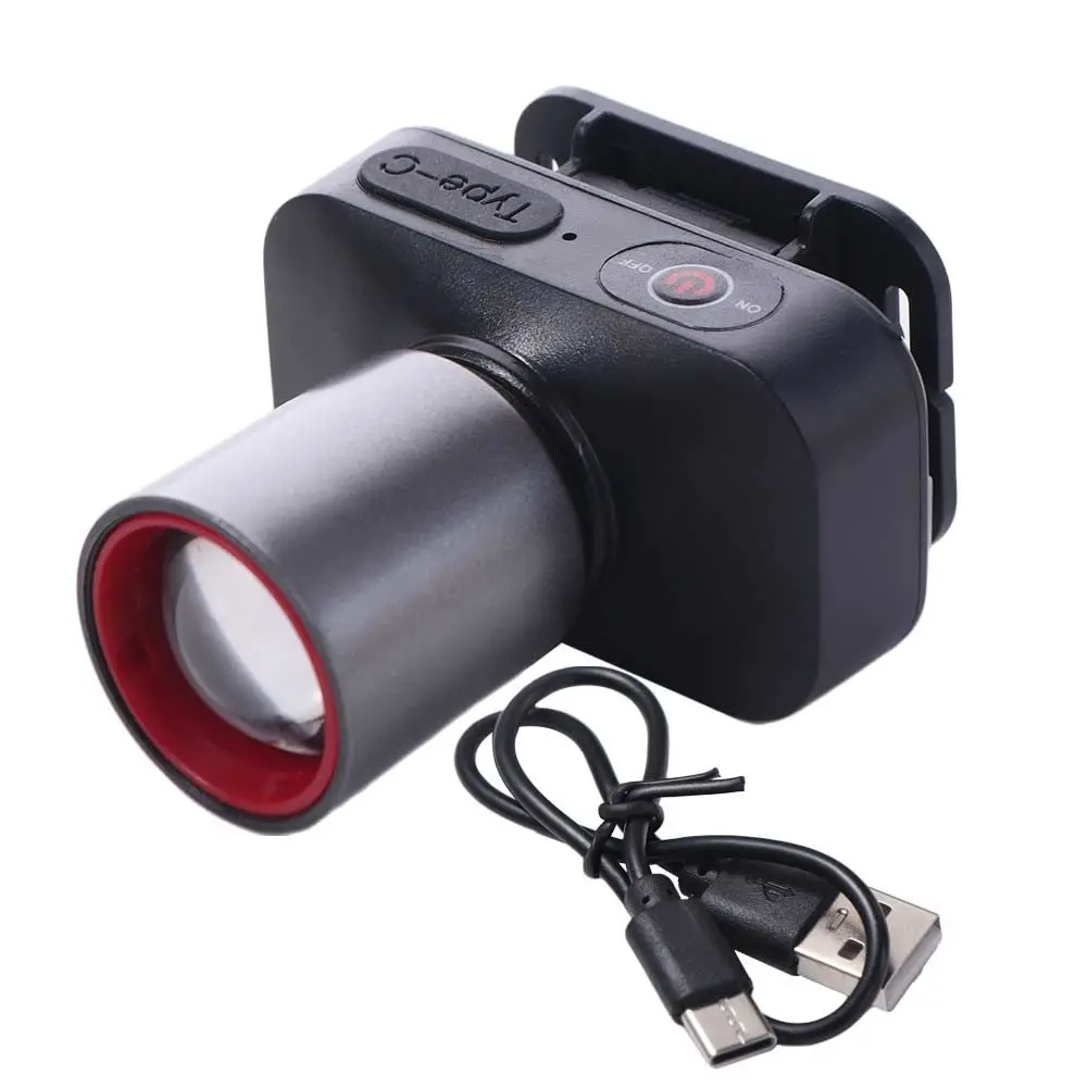 

Zoomable LED Headlamp Dimming Super Bright Head Light 3 Light Modes USB Rechargeable Head Torch Flashlight Outdoor Camping