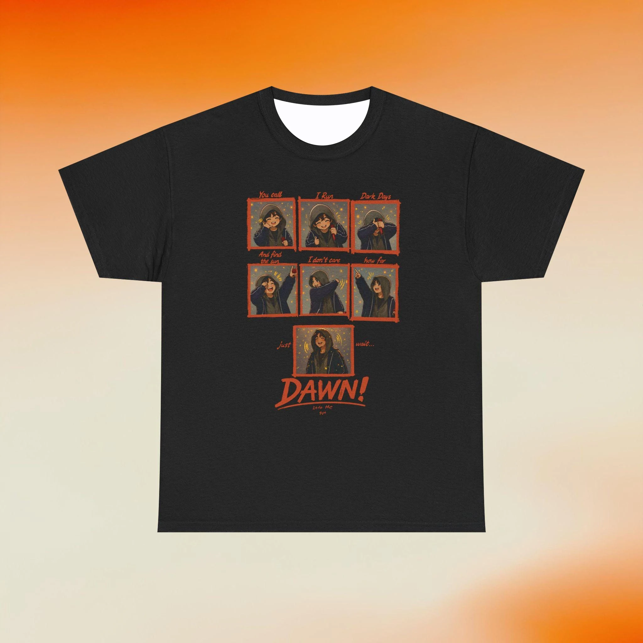 Koreanische Popkultur-inspirierte Sun Graphic Tee Fan-T-Shirts, einzigartiges Geschenk für K-Pop-Fans, lässiges Streetwear-T-Shirt – Detail 5