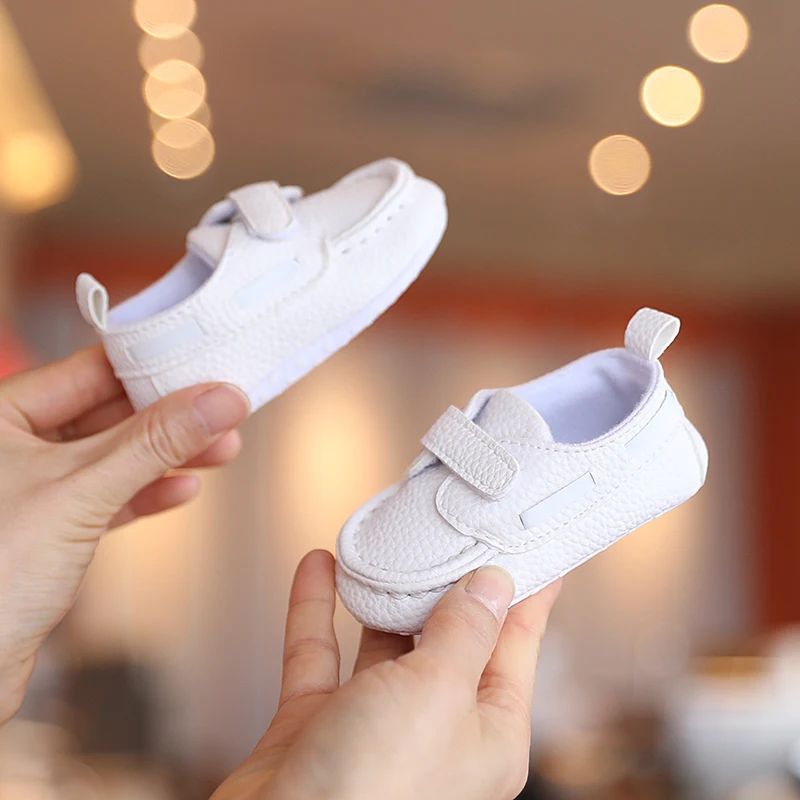 VALEN SINA New Baby Shoes White Christening Baptismal Moccasins Infant Boys Girls Slip-On Peas Shoes Walking Shoes