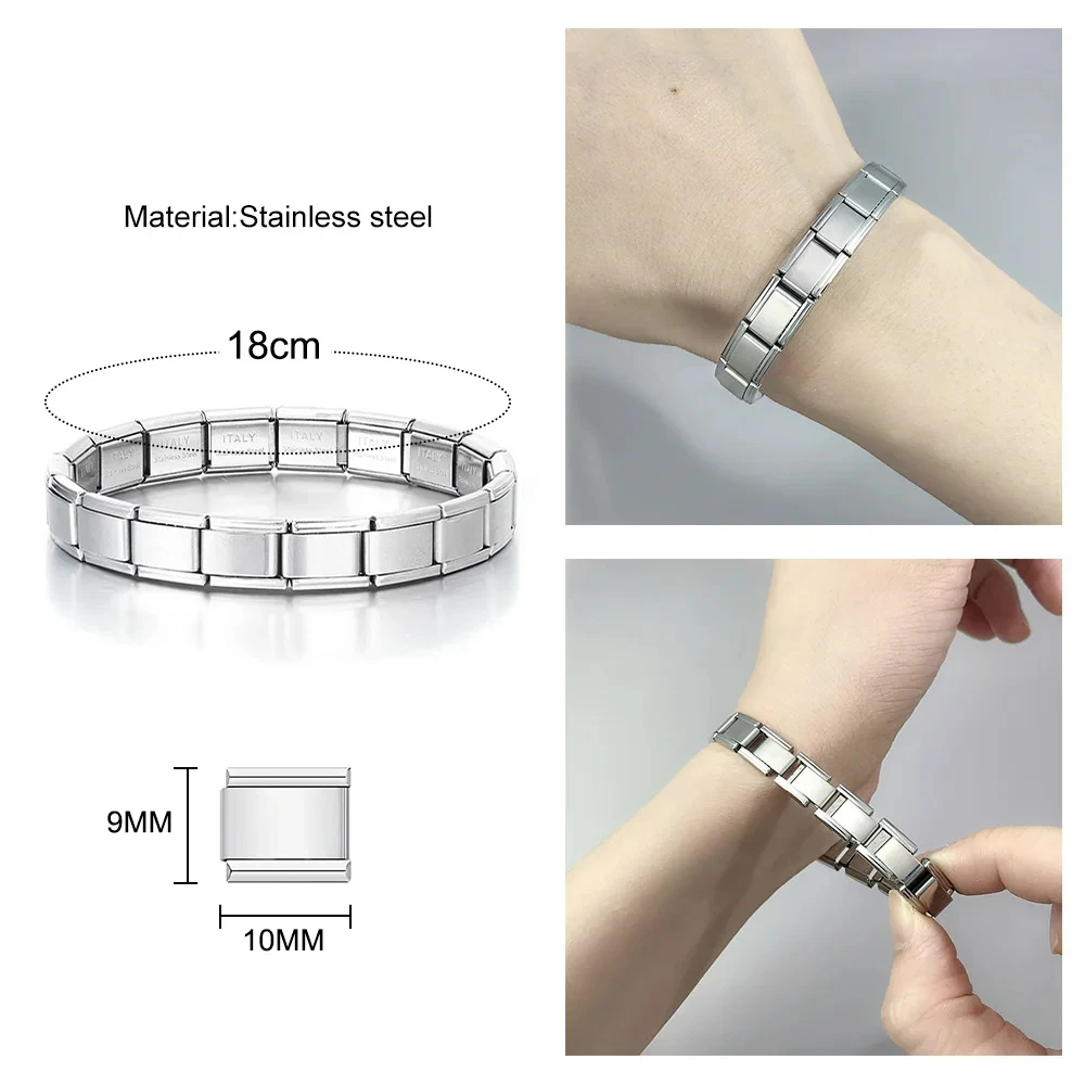 Sea Life Italian Stainless Steel Charm Bracelet Fish Starfish Turtle DIY Module Assembly Remove Bracelet 9mm Bracelet Jewelry