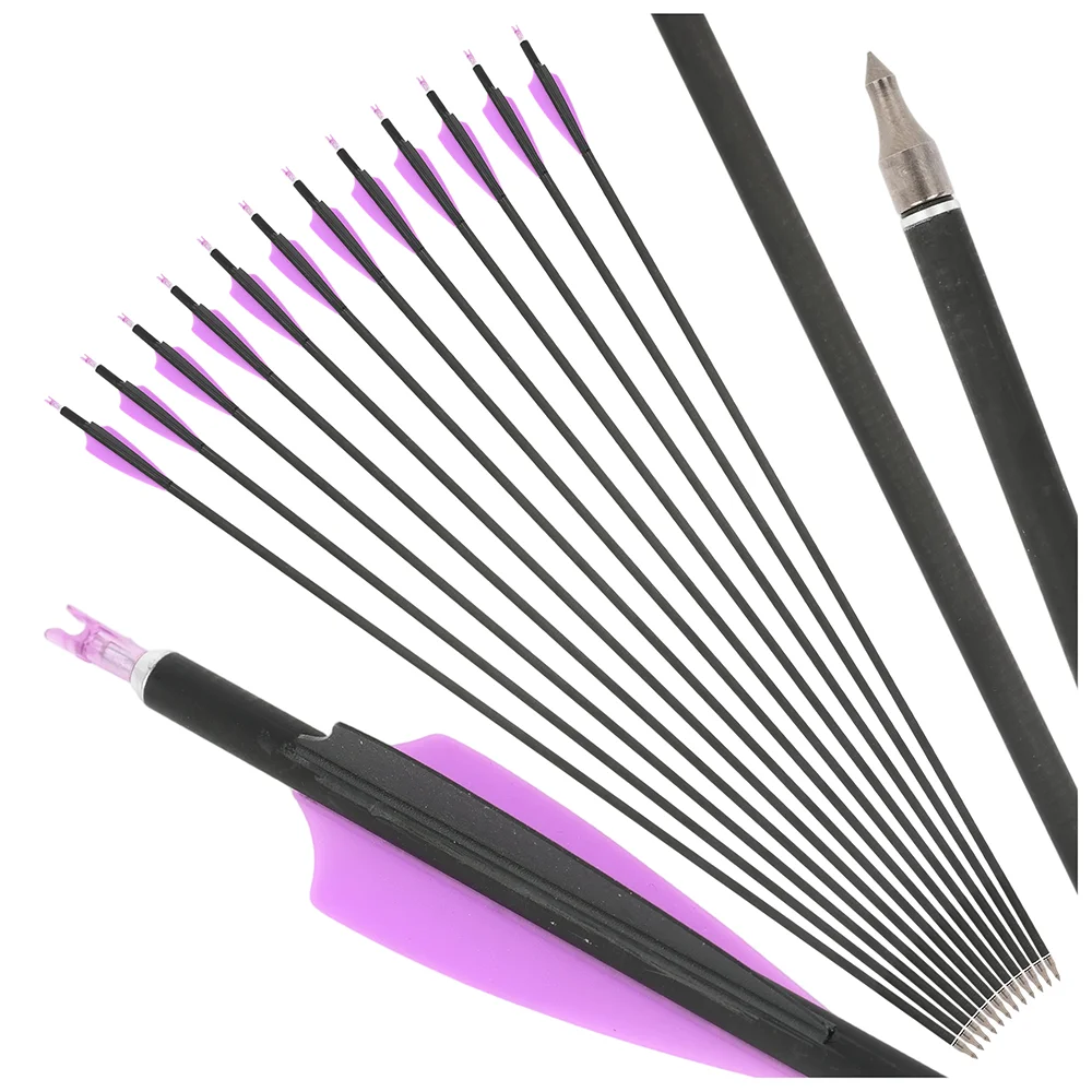 

Стрелы для охоты 6/12 шт., 30 дюймов, из смешанного углеродного волокна, Spine500, с резиновым оперением 3 дюйма, наконечник 100 гран, для стрельбы из лука на открытом воздухе