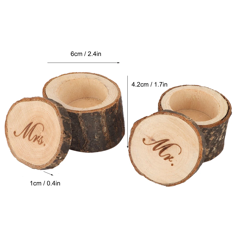 2Pcs Retro Wedding Ring Box Container Unique Ring Jewelry Holder Storage Case