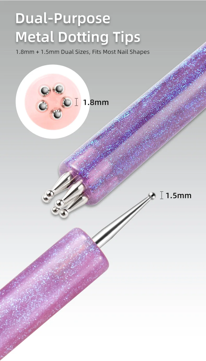 DIY Nagelkunst 5-Blütenblatt-Punktierwerkzeug Blumenformer Doppelendiger Strass-Picker zum Zeichnen winziger Punkte Glitzer-Griff Maniküre-Nagelwerkzeuge – Detail 2