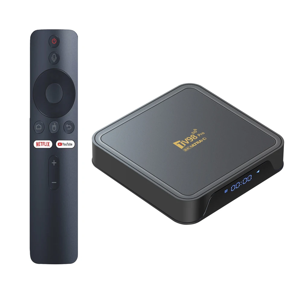 TV98 Pro TV Box Android 14 Allwinner H313 Quad Core 8K 4K HD lecteur multimédia 4G 5G double WIFI BT5.0 8GB 128GB télécommande vocale iptv