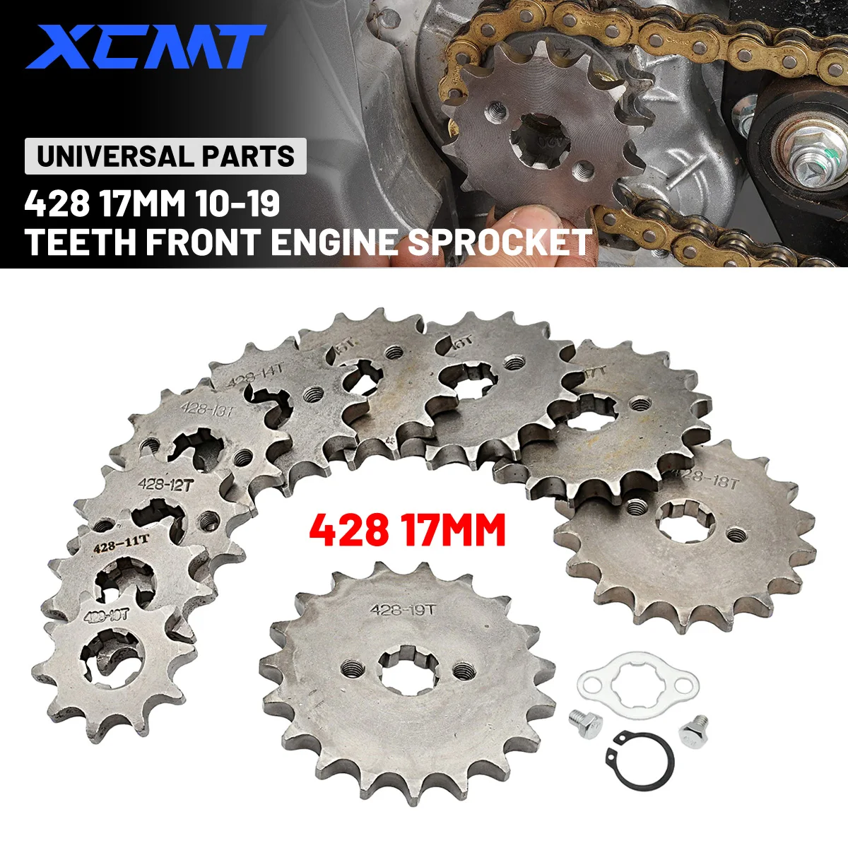 

428# 17mm 10T-19T Front Engine Sprocket For BSE SSR SDG KAYO Dirt Pit Bike ATV Quad Go Kart Moped Buggy Scooter Motorcycle