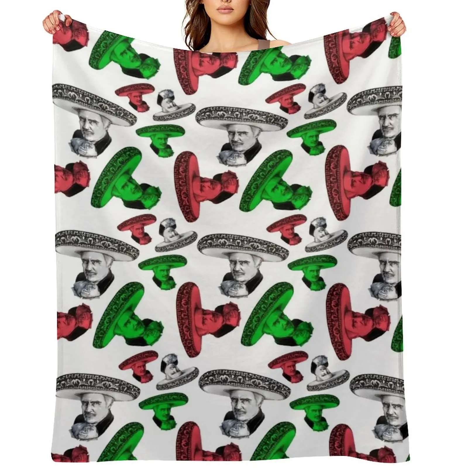 

Mexican Flag Sombrero Vicente Pattern Throw Blanket Decorative Throw valentine gift ideas Winter beds Soft Beds Blankets
