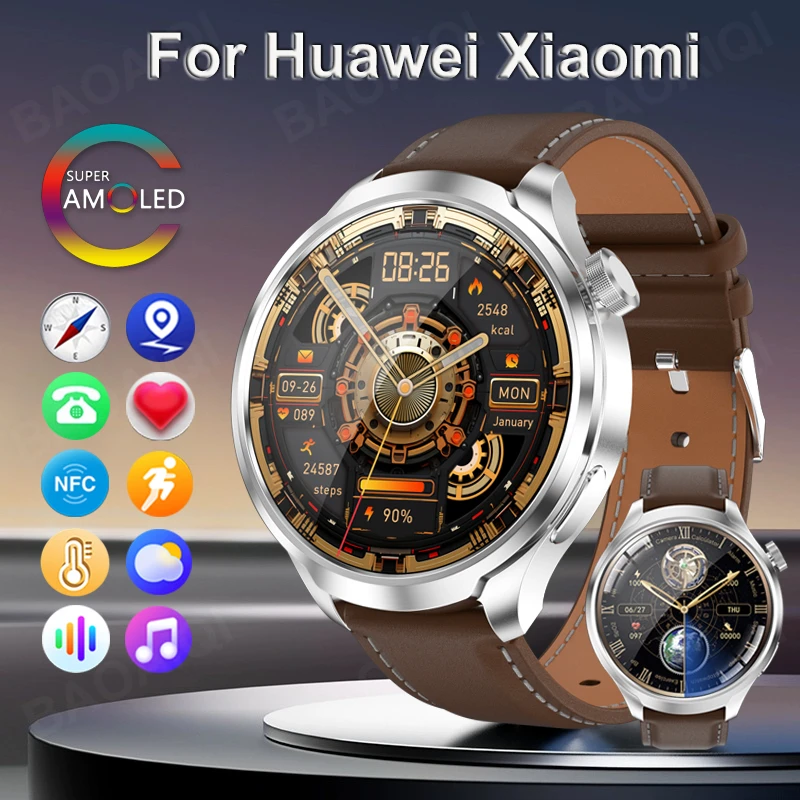 

2024 Bluetooth Call Smartwatch 360*360 AMOLED 1.85" Screen GPS Track Watch Smart NFC AI Assistant Outdoor Sport Watch For Huawei