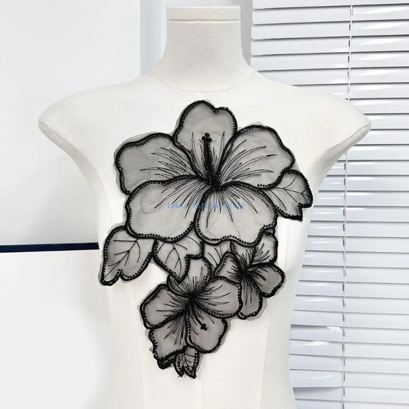 Apliques flores grandes dimensões para roupas para roupas roupas costura chapé