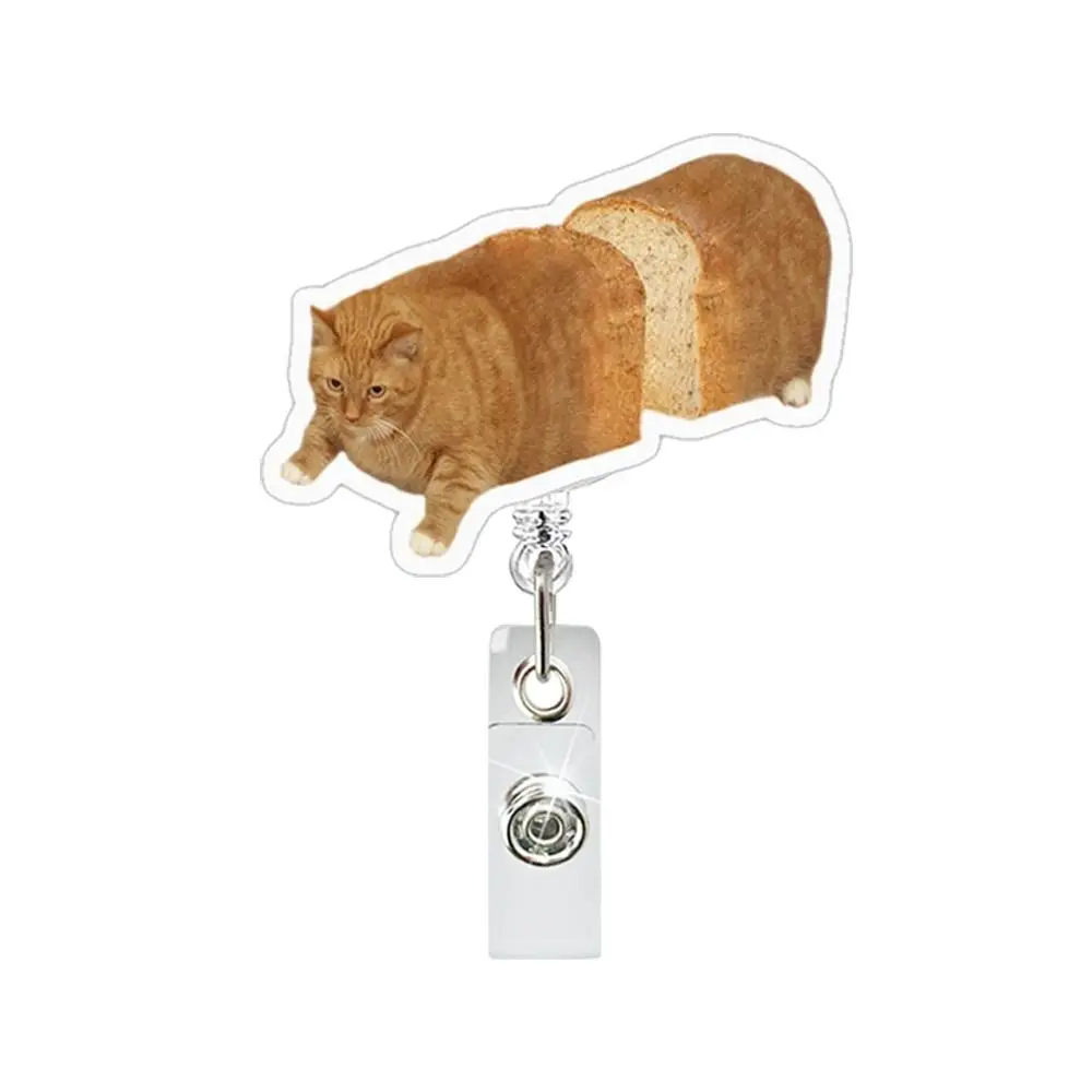 Funny Cat Memes Series Cat Keychain Retractable Lanyard Memes Badge Reels Acrylic ID Badge Clip Student