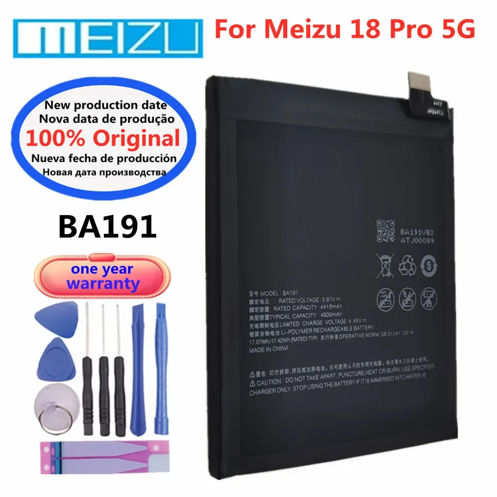 BA191 4500mAh 100% Original Mobile Phone Battery For Meizu 18 Pro 5G Batteries + Free Tools