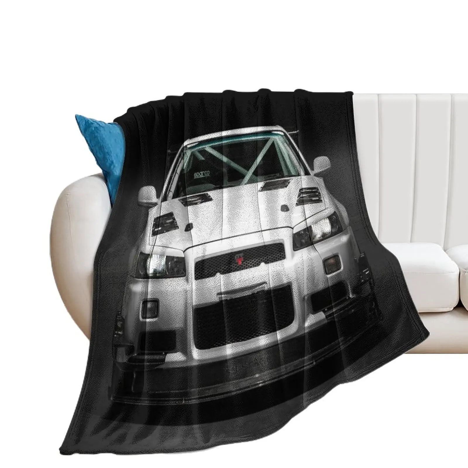 

Mat Wootten's Nissan Skyline R34 GTT Throw Blanket Decoratives For Decorative Sofa Fashion Sofas Thins Blankets