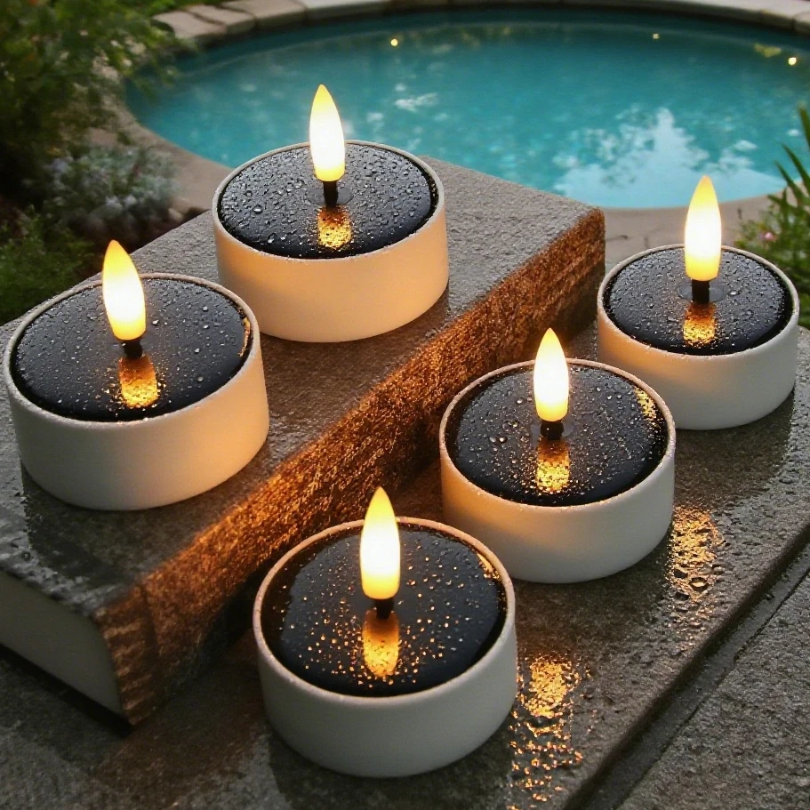 

6PCS Solar Tea Light LED Candles Outdoor Waterproof Flameless Solar Tea Lights Rechargeable Candles for Party Garden Home Decor