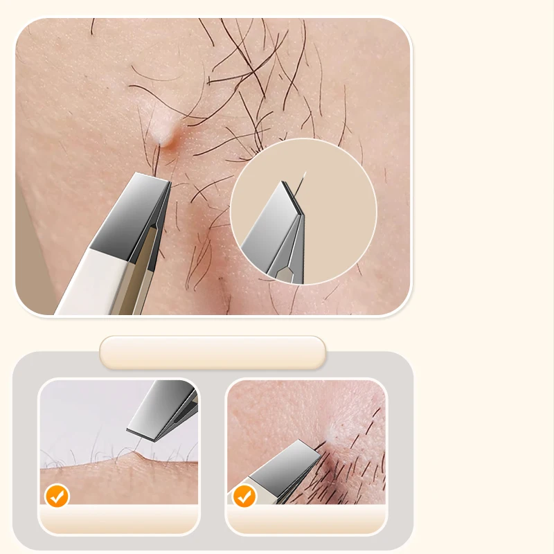 Pinza per sopracciglia nera in acciaio inossidabile con strumenti di bellezza a punta inclinata e piatta, utilizzata per bigodini e depilazione incorporata