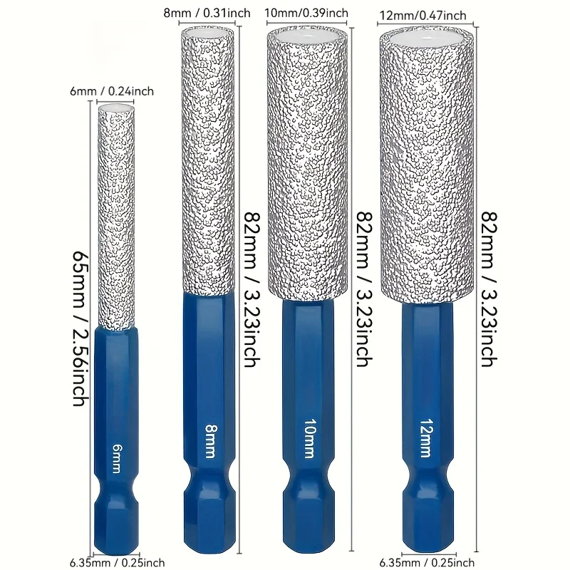 4Pcs Diamond Hole Saw Kit, 1/4