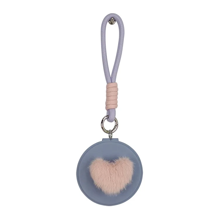 مرآة بوم بوم على شكل قلب من جلد البولي يوريثان مقاس 85 ملم قابلة للطي على الوجهين ومحمولة