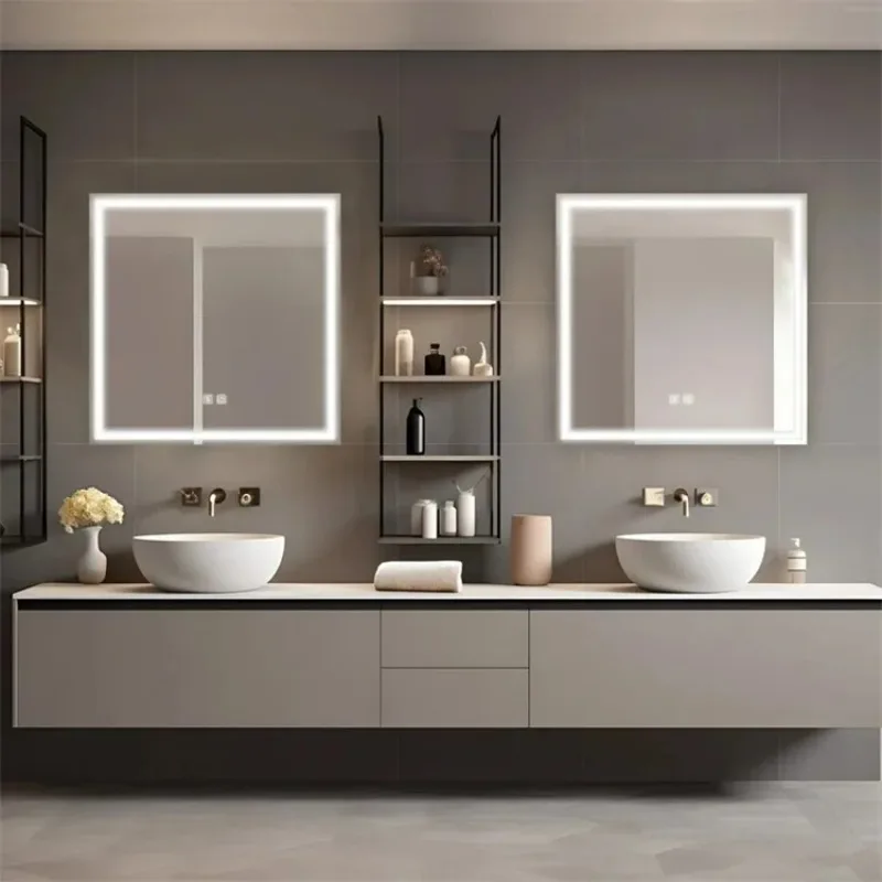 

Luxury Modern Bathroom Vanity Set Customized for Hotels Integrated Double Basin and Sink Elegant Bathroom Cabinet