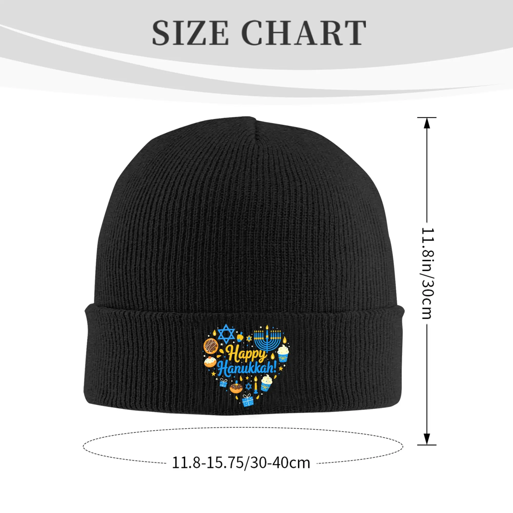 Happy Hanukkah Knitted Hat Beanie Winter Hat Warm Unisex  Street Menorah Candle Cap for Men Women Gift,