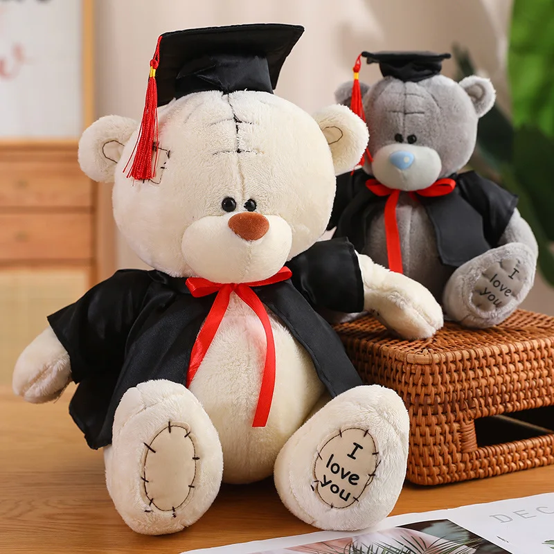 Graduation Bear Plush Toy with Doctor's Suit and Hat, Doctor Bear Graduation Season Elegant Gift for Student Scholar Kids