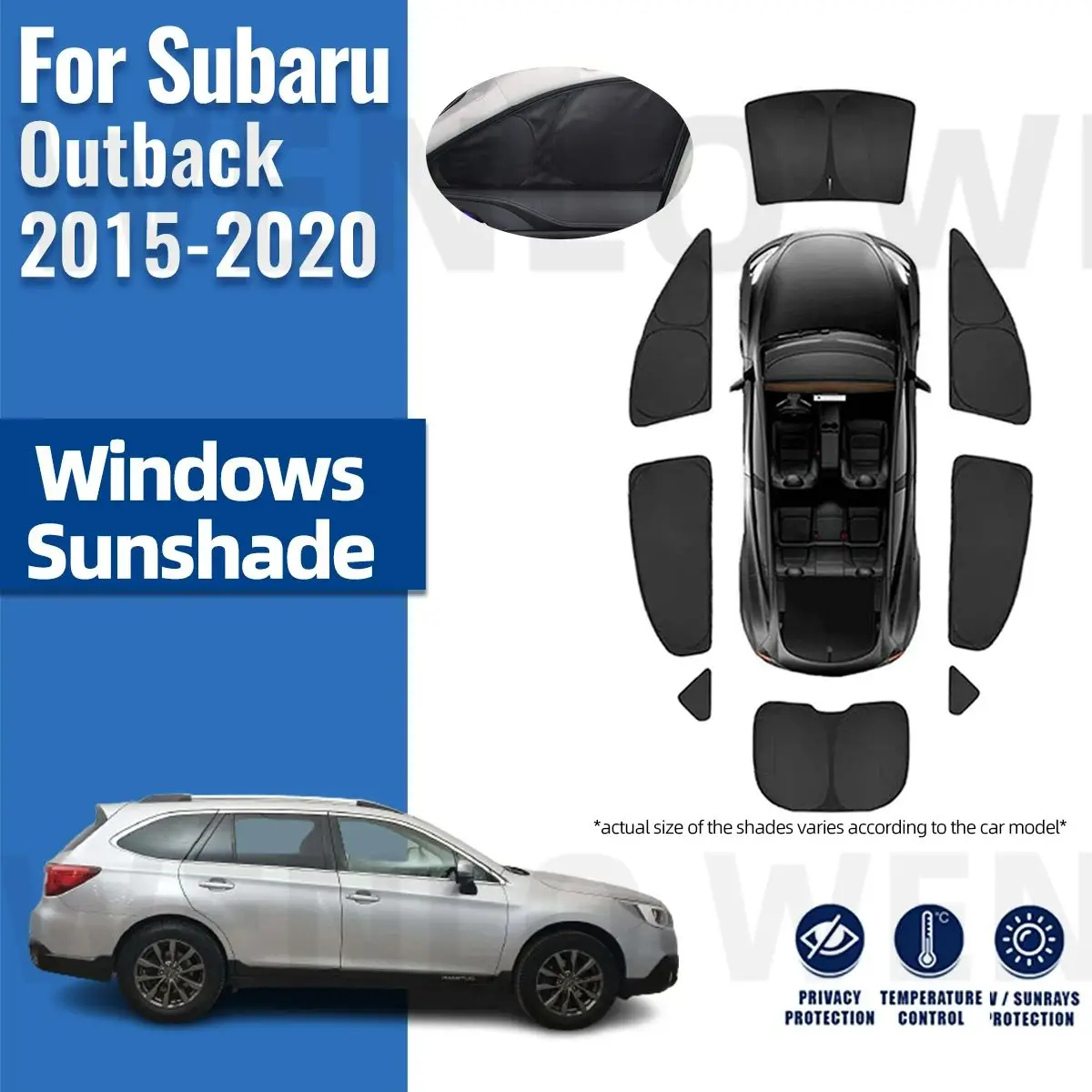 

Для Subaru Outback 2015, 2016, 2017, 2018, 2019, 2020, полное покрытие, автомобильный солнцезащитный козырек, переднее ветровое стекло, занавеска, заднее искусство