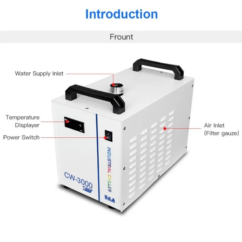 Chiller powietrza i wody Bluetimes S&A CW3000 CW5000 CW5200 do chłodzenia maszyn do grawerowania i cięcia laserem CO2, chłodzi rurę laserową 150W