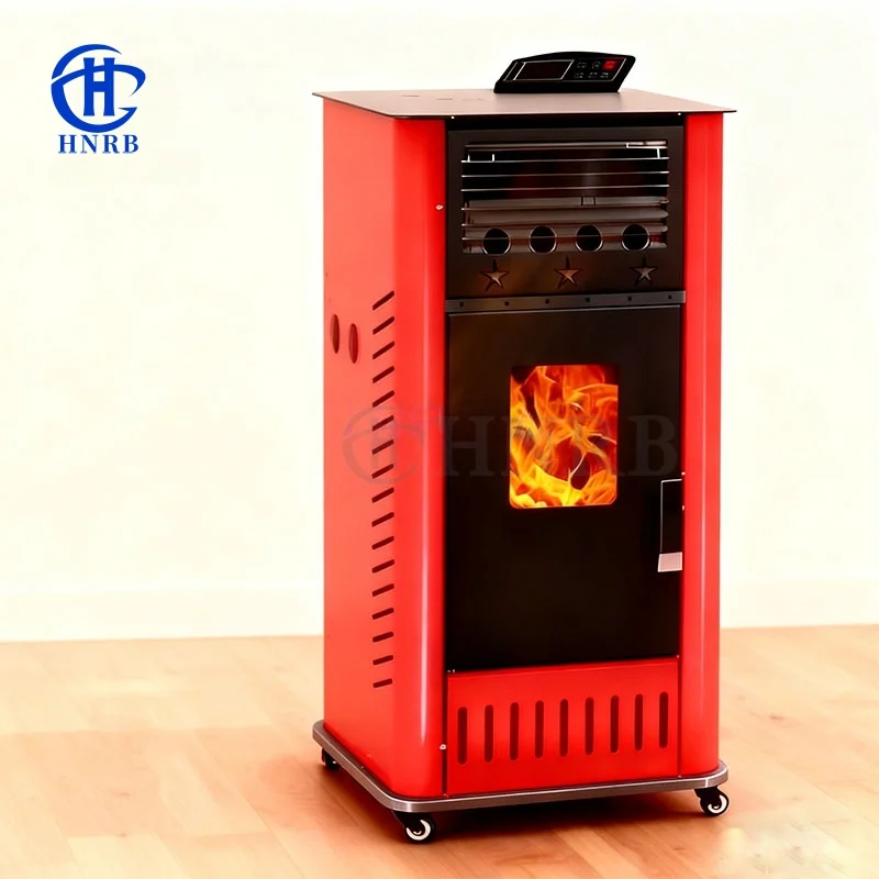 Home Professional Biomass Burner Stainless Steel Intelligent Panel Electric Power Wood Pellet Stove