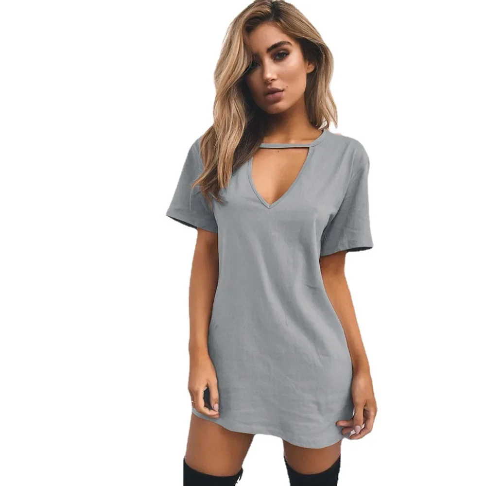 Sexy Elegant Dress Wrap Deep V Neck Cut Out Loose Dress Women Solid Color Short Sleeve Mini Dress Club Party Vestidos 2025 New