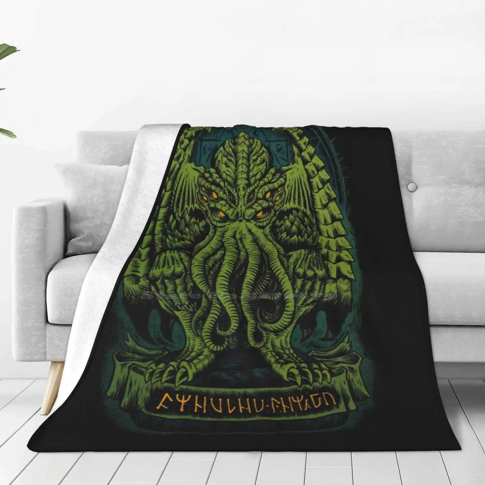 The Sleeper Of R'Lyeh Fashion Soft Warm Throw Blanket Hp Lovecraft Elder One Rlyeh Cosmic God Horror Call Of Cthulhu Cthulu