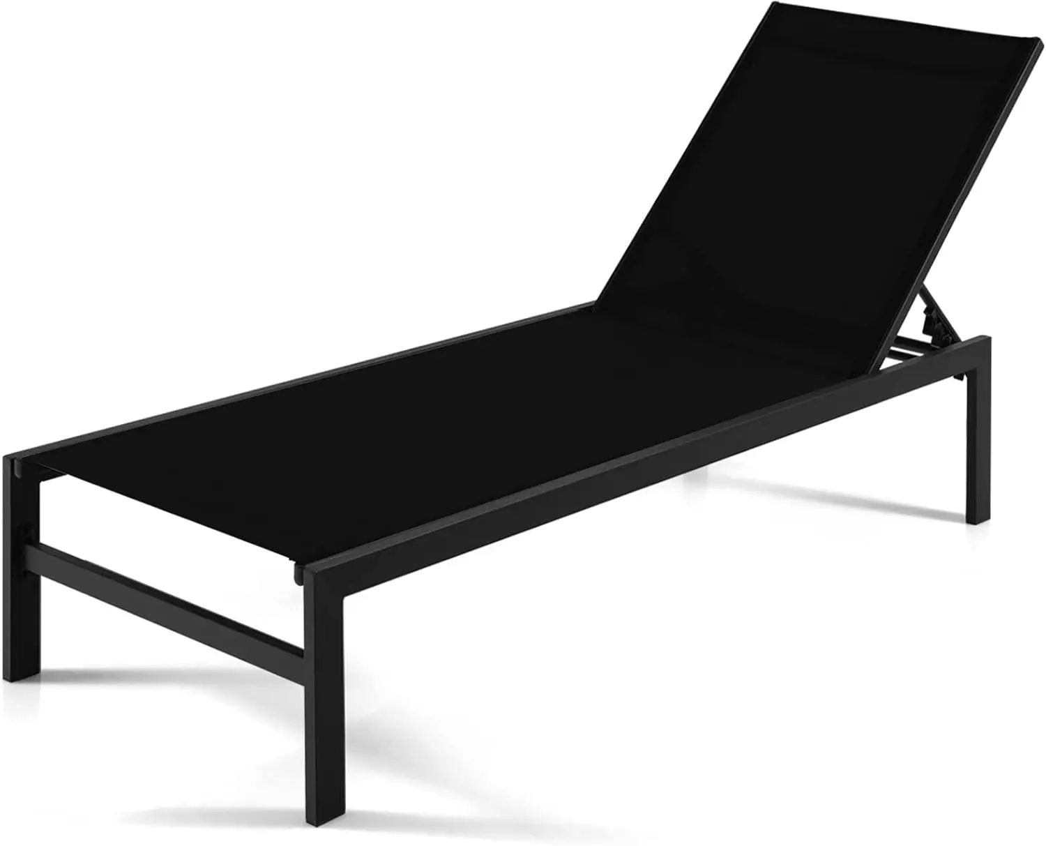

Outdoor Reclining Lounge Chair with 6 Adjustable Positions, Aluminum Frame for Patio, Pool, and Yard Use (Black)