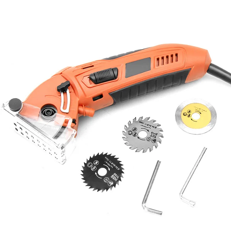 400W Handheld Mini Chainsaw Circular Saw with 3 Saw Blades and Vacuum Adapter Electric DIY Sawing Wood Metal Cutting Machine