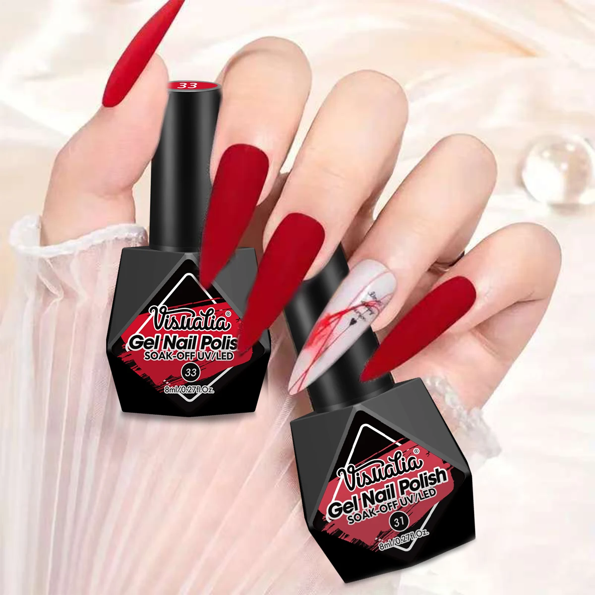 비주아티아 일체형 젤 네일 폴리쉬, 오래 지속되는 LED 네일 젤, 무연 및 무향 포뮬러, DIY 네일 아트 및 일상 생활에 완벽